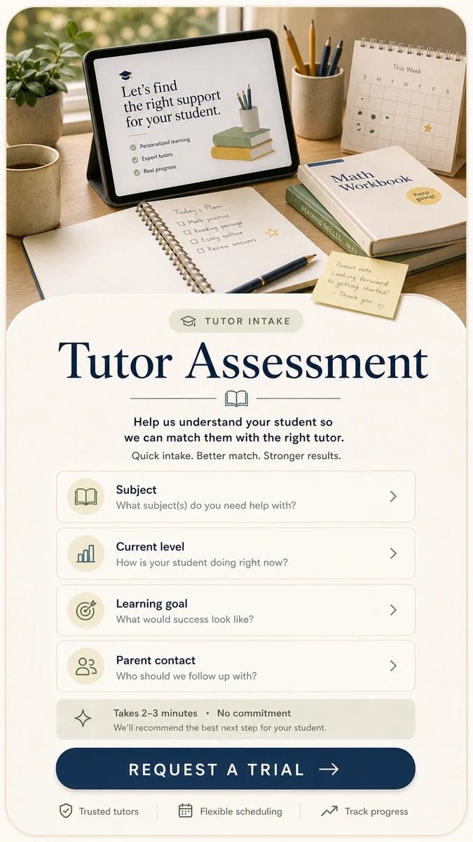 Tutor Assessment intake card