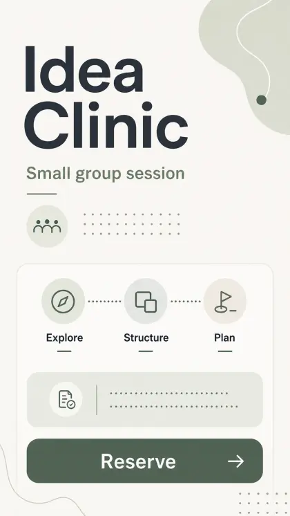 Quiet service page card with calm diagram-led layout, soft neutral typography, thoughtful service explanation, and booking.