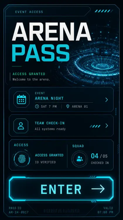 Tech service page card with HUD-inspired interface visuals, futuristic service sections, digital grid details, and.